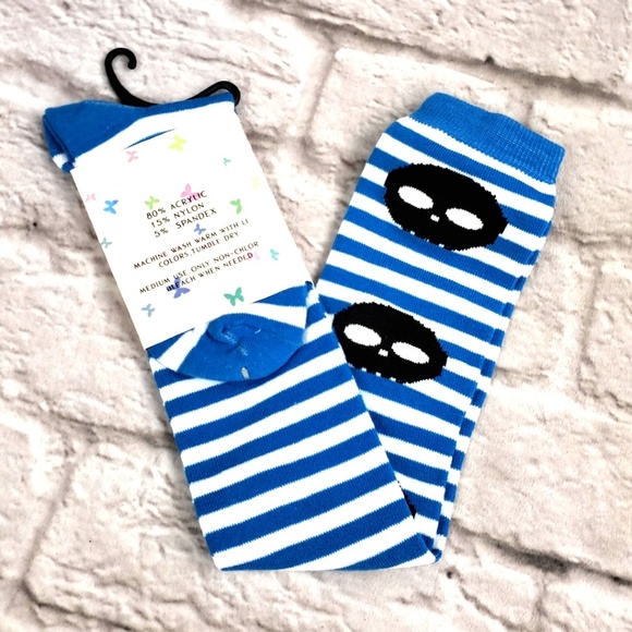 💚Unicfashion Socks thigh-hi  Skull - Picture 2 of 2
